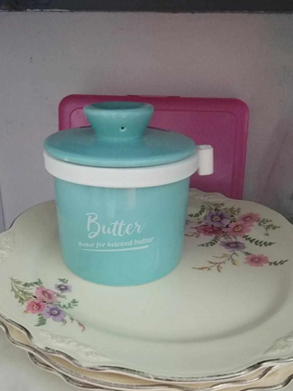 Turquoise Butter Ceramic Crock Bell